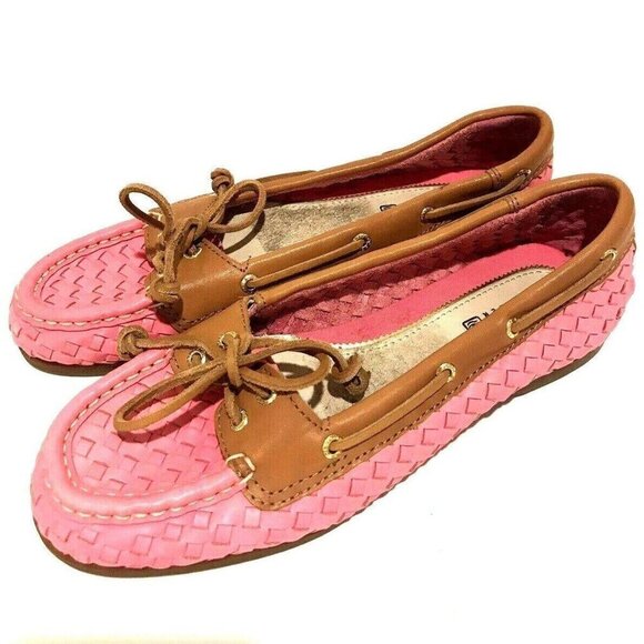 Sperry Top Sider Pink Leather Boat Shoes Flats Comfort Loafers 6M Slip On Slide - Picture 5 of 11